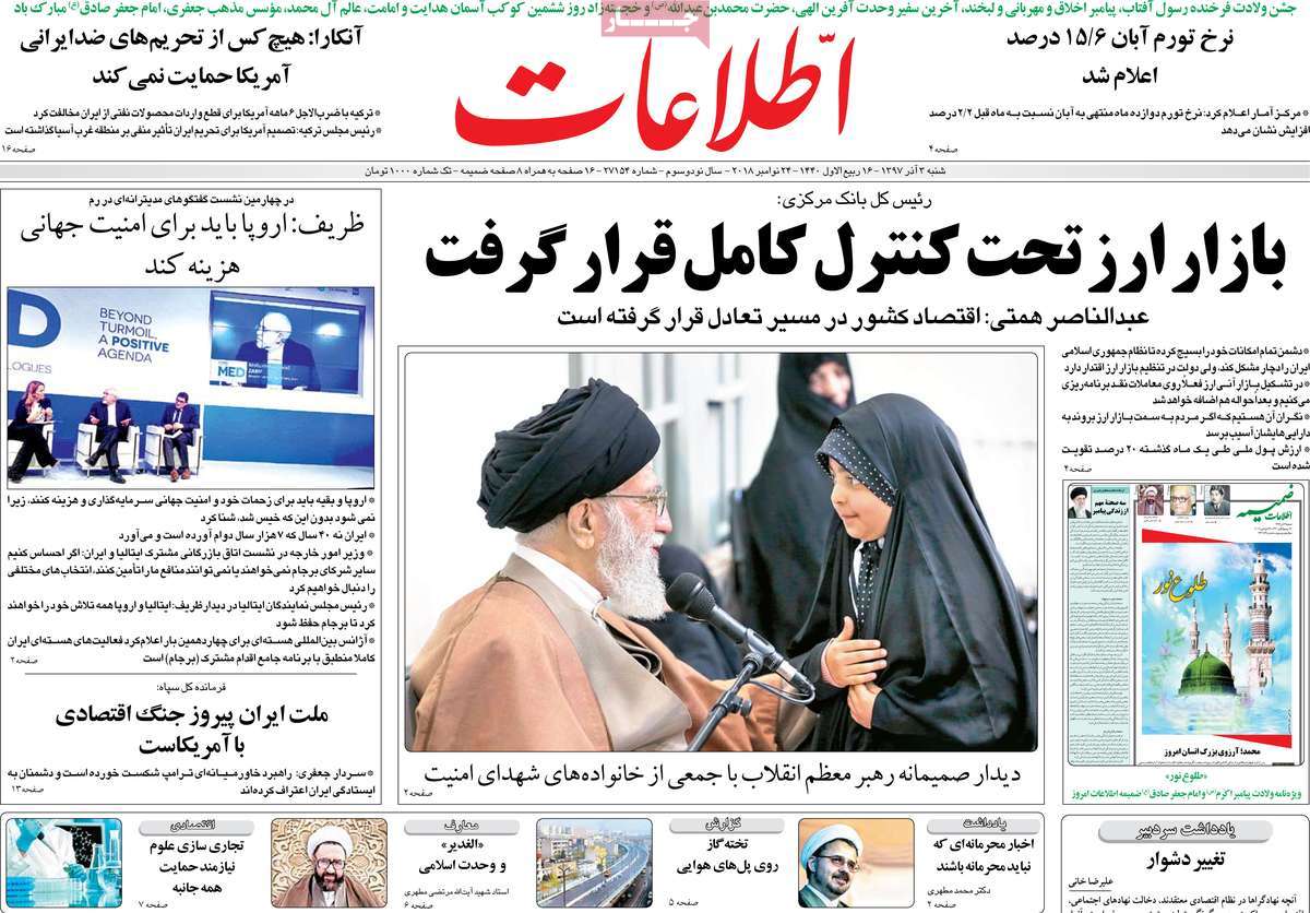 A Look at Iranian Newspaper Front Pages on November 24