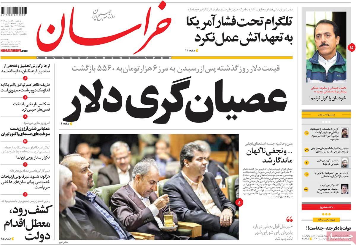 A Look at Iranian Newspaper Front Pages on April 9